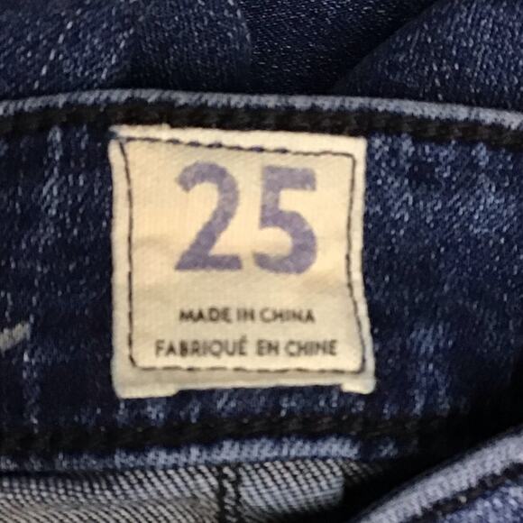 FREE PEOPLE We The Free Skinny Jett Baltic Blue Moto Zip Pocket Ankle Jeans 25 - Picture 12 of 15